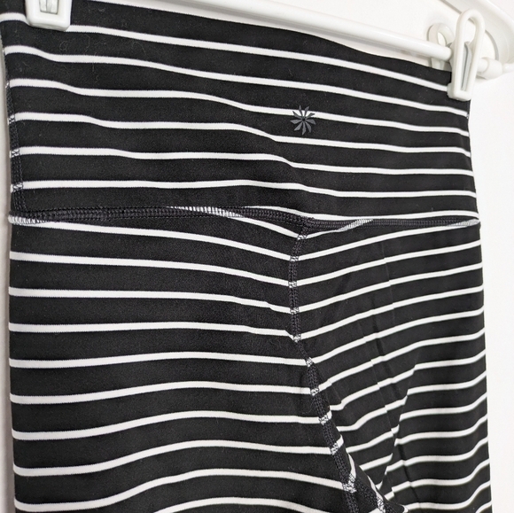 Athleta Black White Striped Workout Exercise Leggings XS - Picture 4 of 10